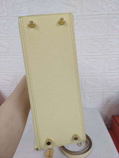 HERMES KELLY 25 | JAUNE POUSSIN EPSOM GHW