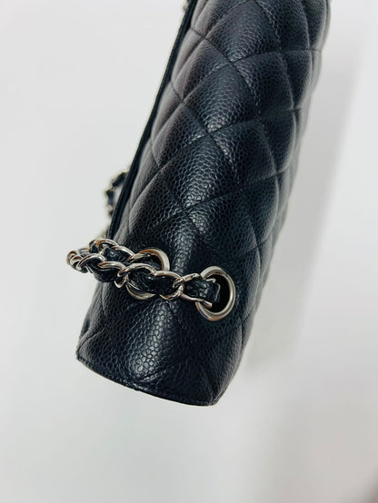 CHANEL CLASSIC FLAP BAG / MEDIUM BLACK CAVIAR SHW