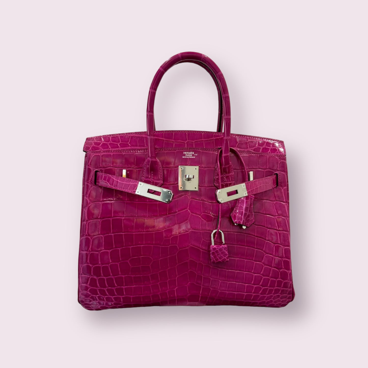 HERMES BIRKIN 30 | FUCHSIA 5J / ROSE SHEHERAZADE NILOTICUS CROCODILE SHINY GHW