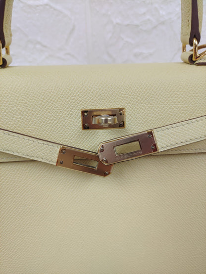 HERMES KELLY 25 | JAUNE POUSSIN EPSOM GHW