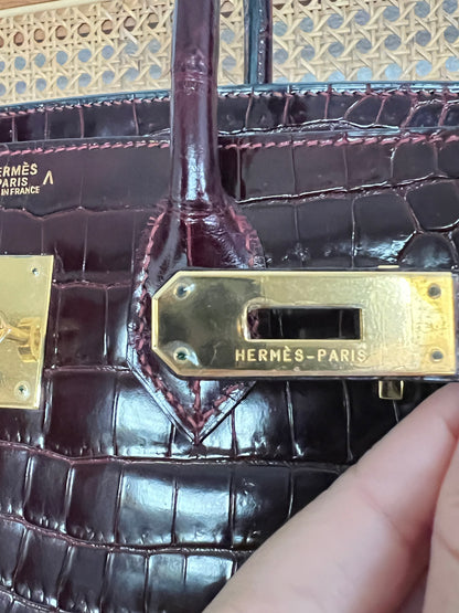 HERMES BIRKIN 30 | BURGUNDY POROSUS CROCODILE SHINY GHW