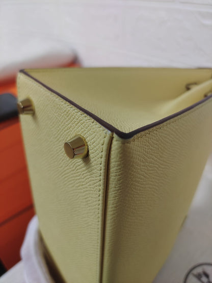 HERMES KELLY 25 | JAUNE POUSSIN EPSOM GHW