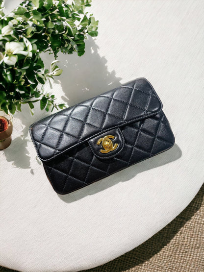 CHANEL CLASSIC BAG / MINI RECTANGLE BLACK LAMBSKIN 24K GHW