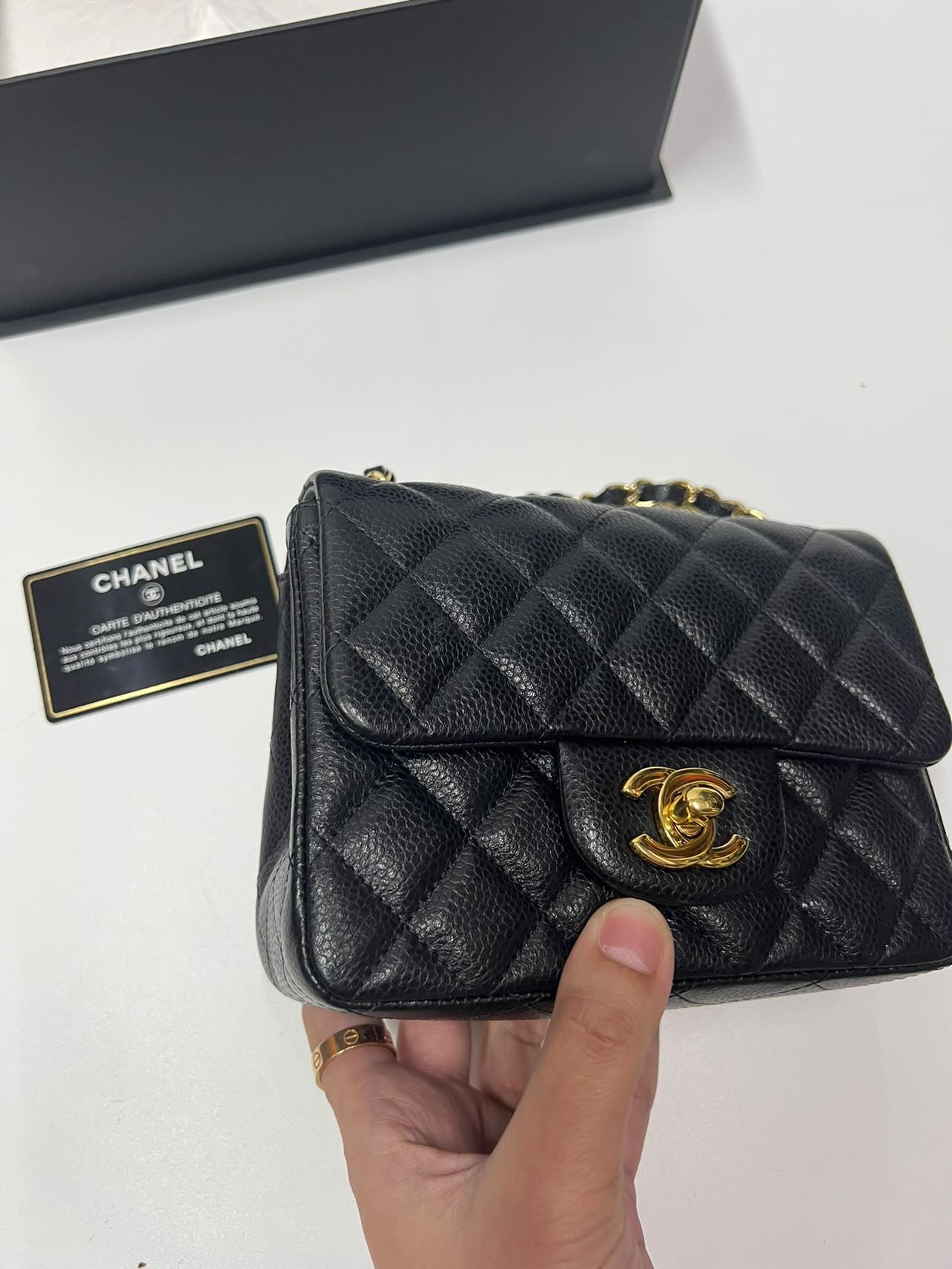 CHANEL MININ SQUARE | BLACK CAVIAR GHW