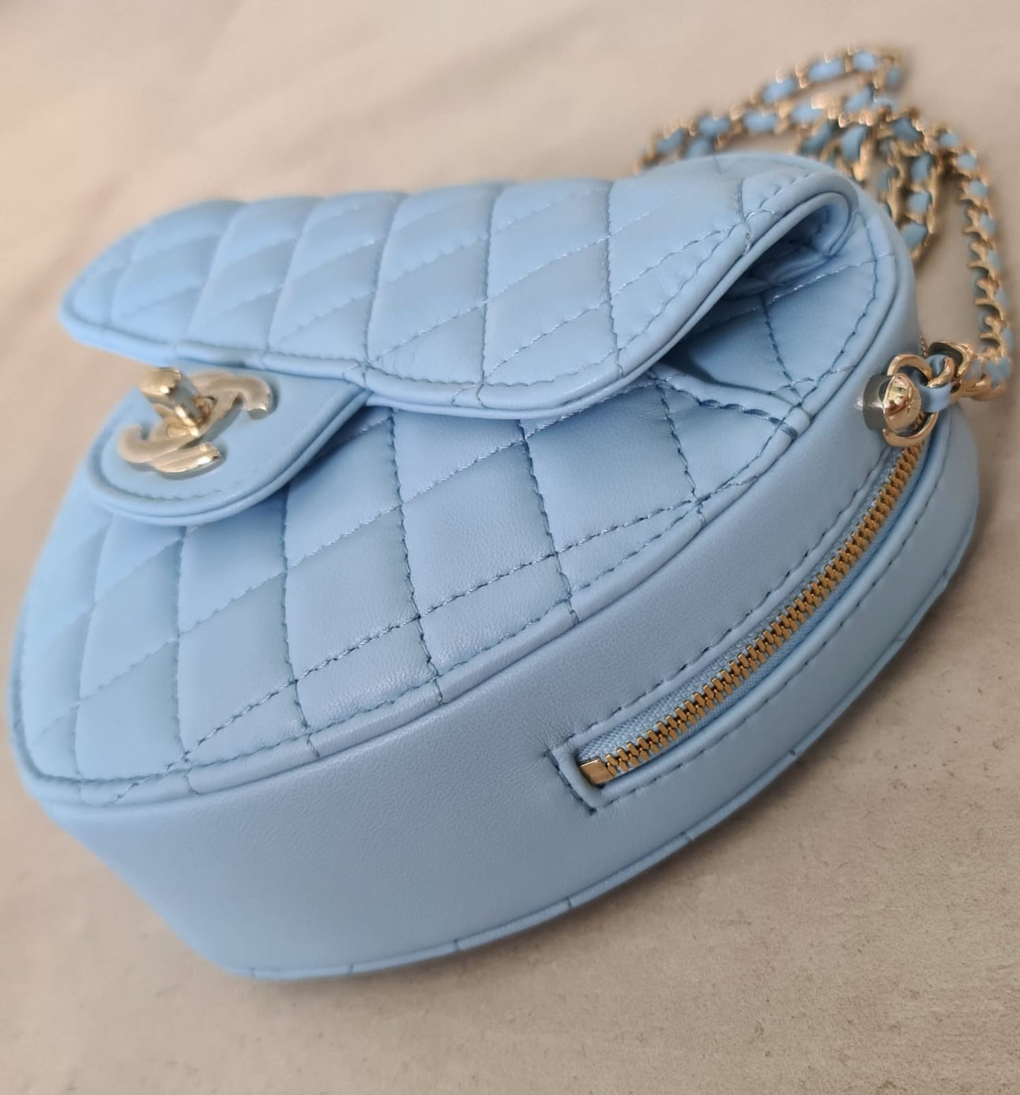 CHANEL HEART BAG | BABY BLUE LARGE LAMBSKIN LGHW