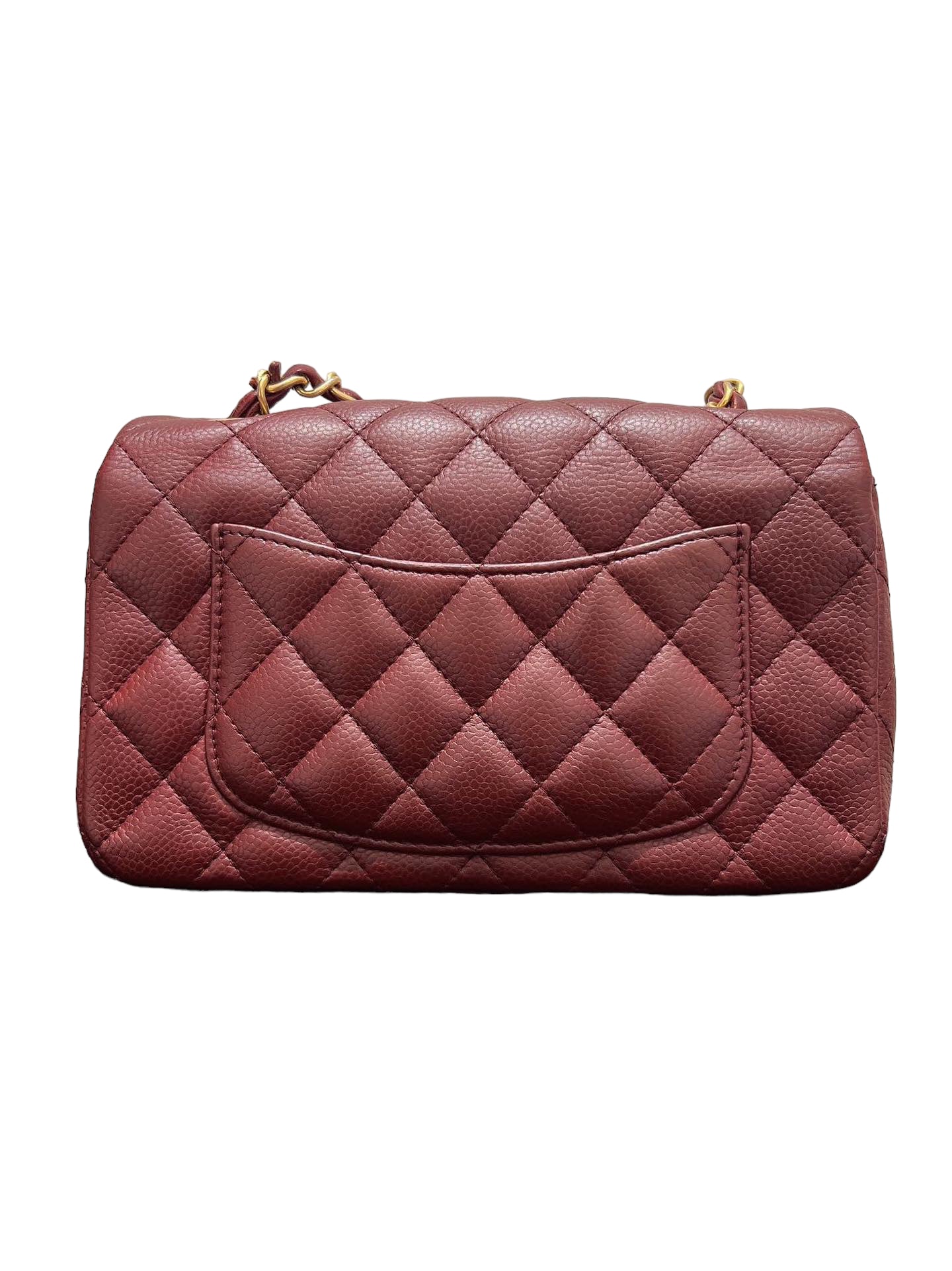 CHANEL MINI RECTANGLE | BURGUNDY CAVIAR AGED GHW