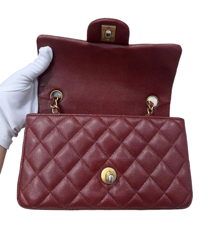 CHANEL MINI RECTANGLE | BURGUNDY CAVIAR AGED GHW