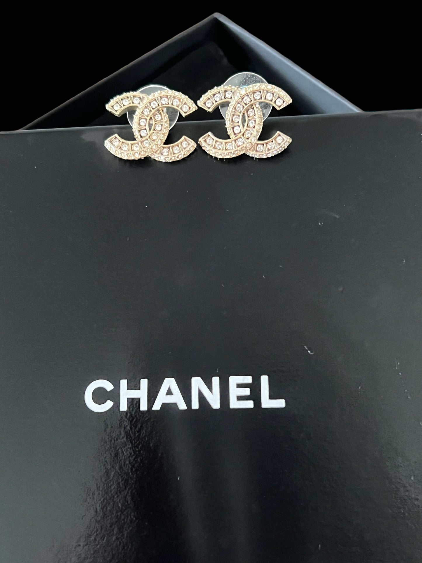 CHANEL CRYSTAL CC EARRINGS