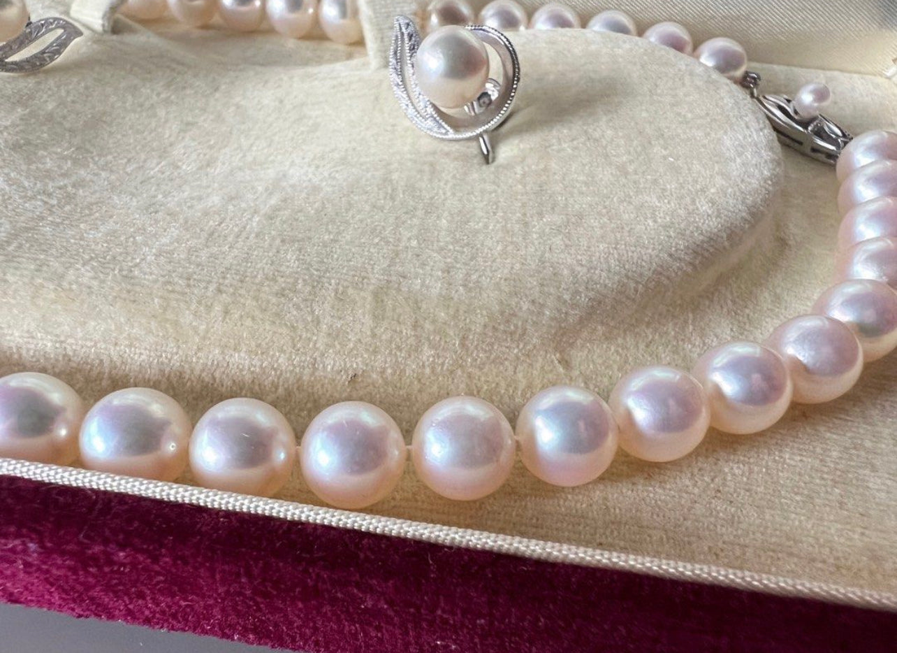 MIKIMOTO PEARL K14 NECKLACE WITH EARRINGS SET