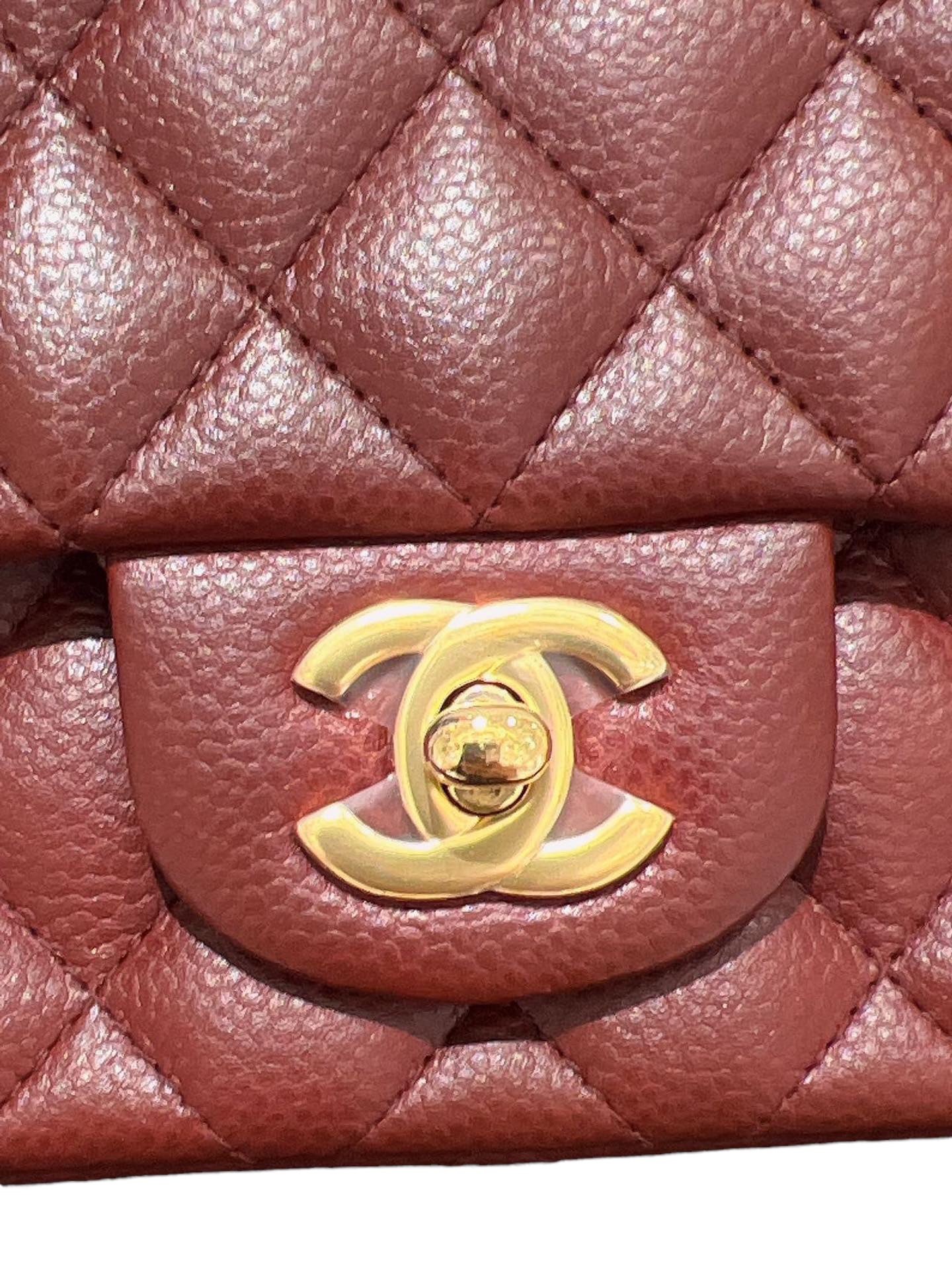 CHANEL MINI RECTANGLE | BURGUNDY CAVIAR AGED GHW