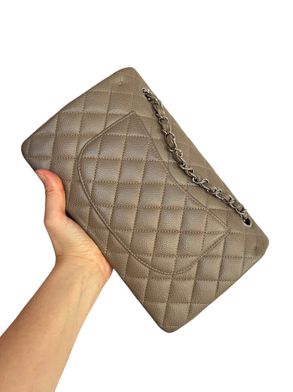 CHANEL CLASSIC FLAP BAG | 11C TAUPE MEDIUM CAVIAR SHW