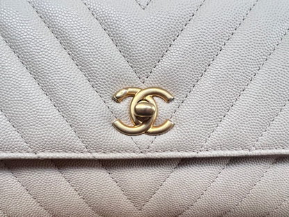 CHANEL COCO HANDLE | NUDE BEIGE CAVIAR SMALL AGED GHW