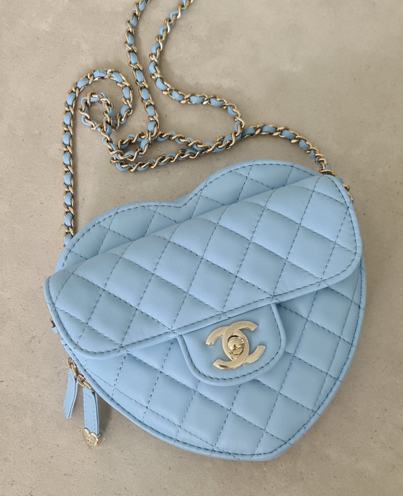 CHANEL HEART BAG | BABY BLUE LARGE LAMBSKIN LGHW