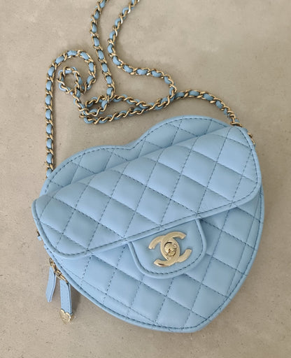 CHANEL HEART BAG | BABY BLUE LARGE LAMBSKIN LGHW