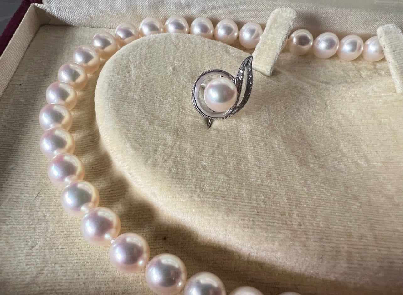 MIKIMOTO PEARL K14 NECKLACE WITH EARRINGS SET