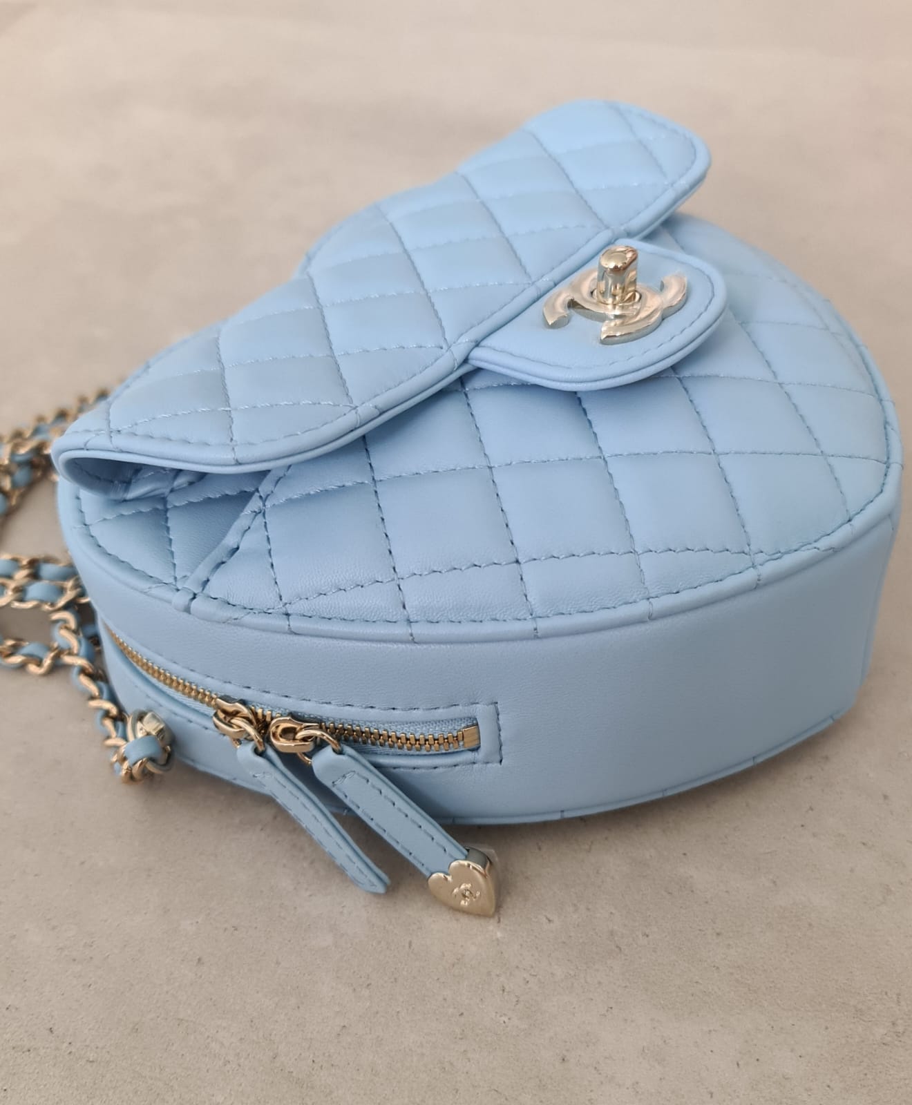 CHANEL HEART BAG | BABY BLUE LARGE LAMBSKIN LGHW