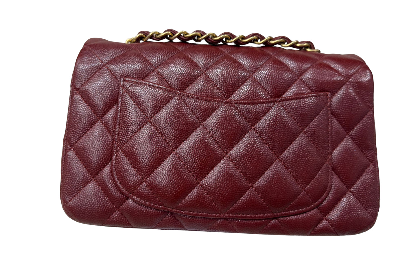 CHANEL MINI RECTANGLE | BURGUNDY CAVIAR AGED GHW