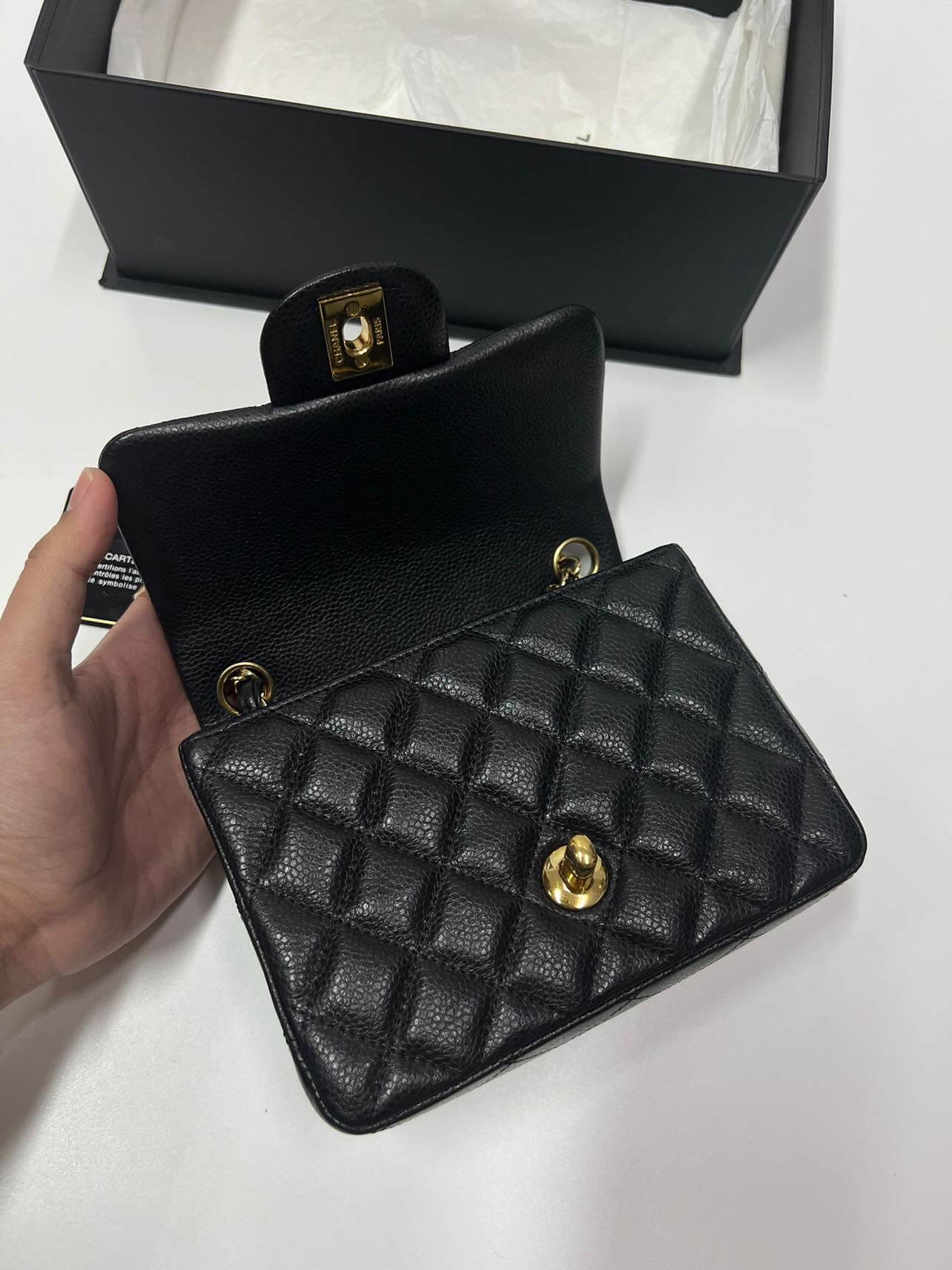 CHANEL MININ SQUARE | BLACK CAVIAR GHW