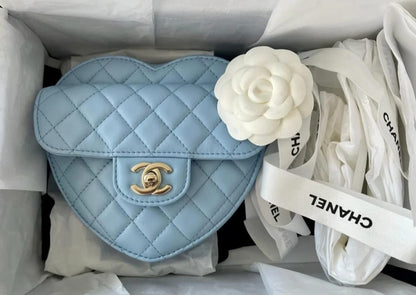 CHANEL HEART BAG | BABY BLUE LARGE LAMBSKIN LGHW