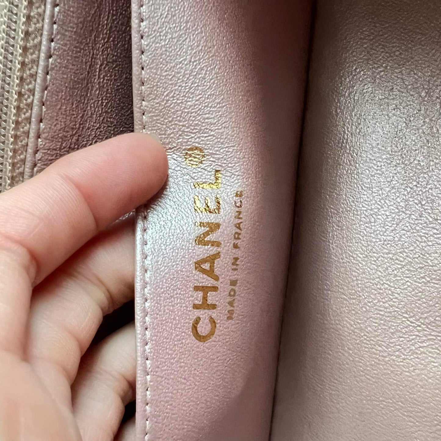 CHANEL MINI RECTANGLE FLAP | METALLIC ROSE PINK LGHW GOATSKIN