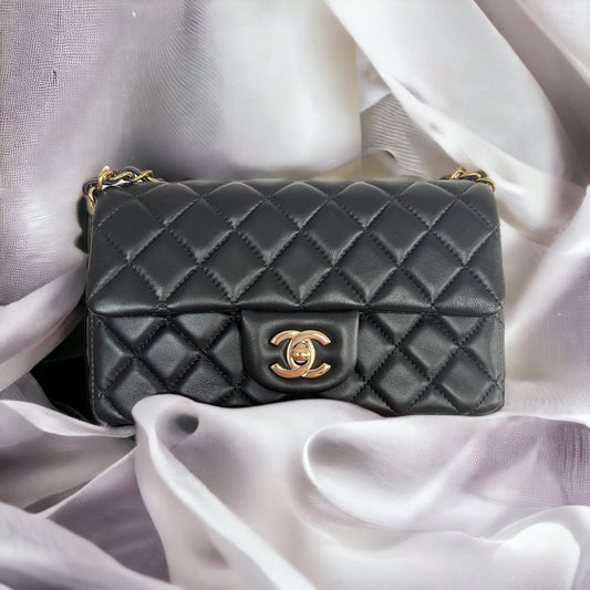 CHANEL MINI RECTANGLE | BLACK LAMBSKIN LGHW