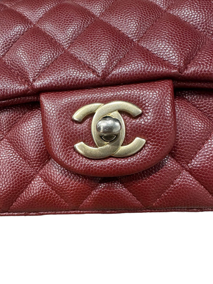 CHANEL MINI RECTANGLE | BURGUNDY CAVIAR AGED GHW