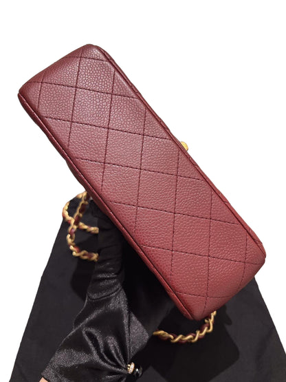 CHANEL MINI RECTANGLE | BURGUNDY CAVIAR AGED GHW