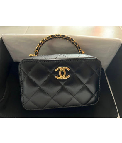 CHANEL VANITY BAG / MINI 22K BLACK LAMBSKIN AGED GHW