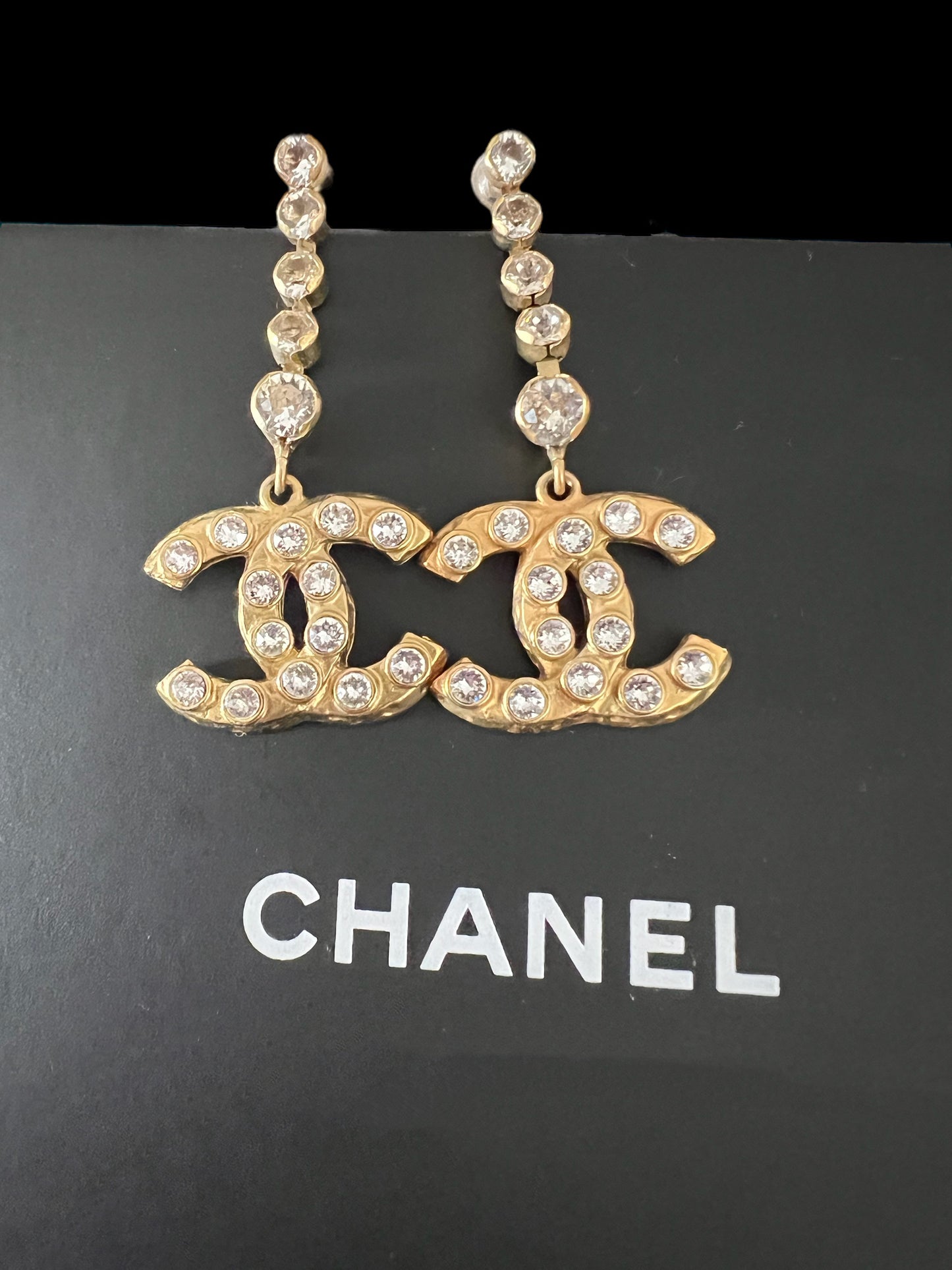 CHANEL CRYSTAL LARGE CC EARRINGS