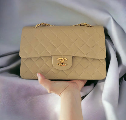 CHANEL MEDIUM FLAP | BEIGE LAMBSKIN 24K GHW