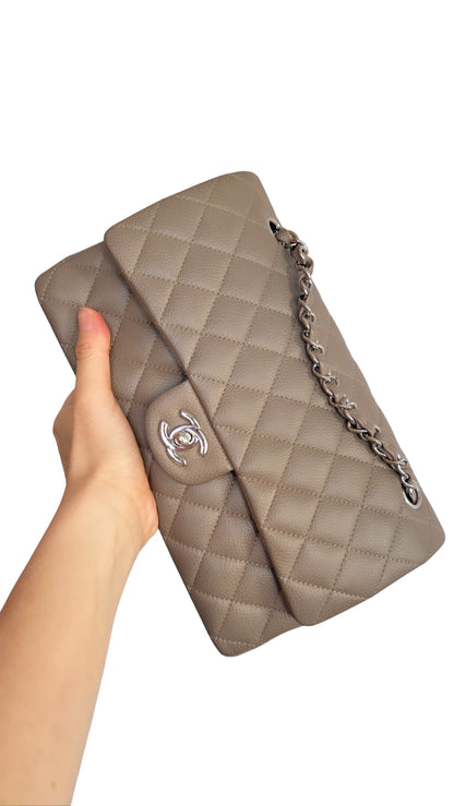 CHANEL CLASSIC FLAP BAG | 11C TAUPE MEDIUM CAVIAR SHW