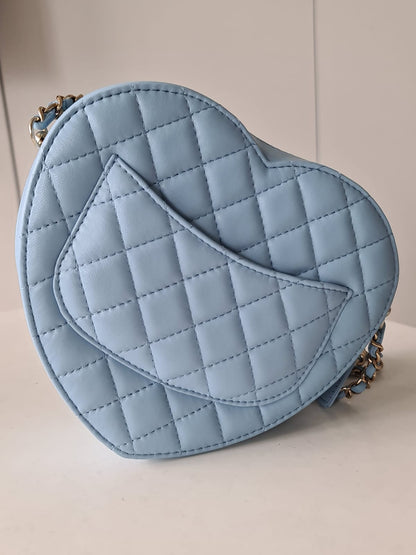 CHANEL HEART BAG | BABY BLUE LARGE LAMBSKIN LGHW