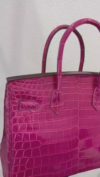 HERMES BIRKIN 30 | FUCHSIA 5J / ROSE SHEHERAZADE NILOTICUS CROCODILE SHINY GHW