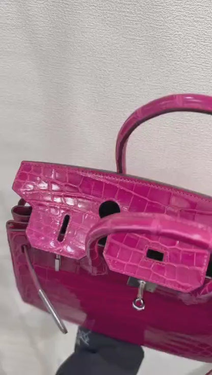 HERMES BIRKIN 30 | FUCHSIA 5J / ROSE SHEHERAZADE NILOTICUS CROCODILE SHINY GHW