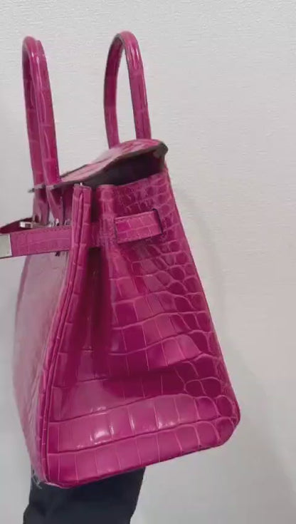 HERMES BIRKIN 30 | FUCHSIA 5J / ROSE SHEHERAZADE NILOTICUS CROCODILE SHINY GHW